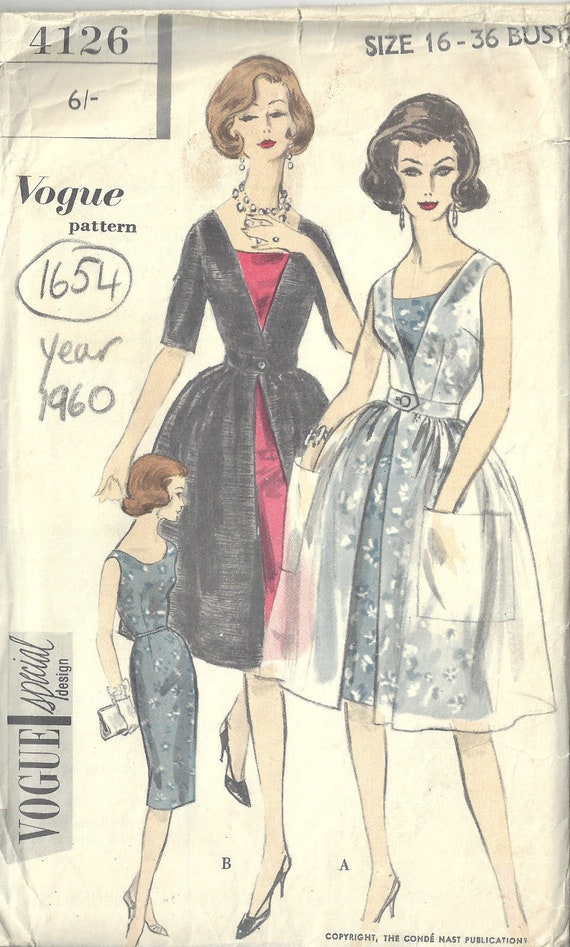 Patron De Couture Vintage Vogue 1967 B34 - Manteau Et Robe, Pièces Non Découpées, Neuves