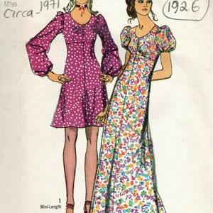 1971 Vintage Sewing Pattern B38″ DRESS (1926) By Simplicity 9446