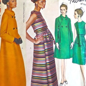 1967 Vintage VOGUE-naaipatroon B32 avondjurk en jas (1870) door Fabiani uit Italië Vogue 1691