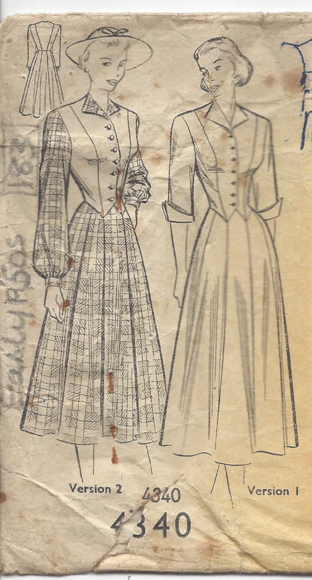 Patron De Couture Vintage Années 1950 - Robe Taille B38 - Marque Maudella - Pièces Non Découpées