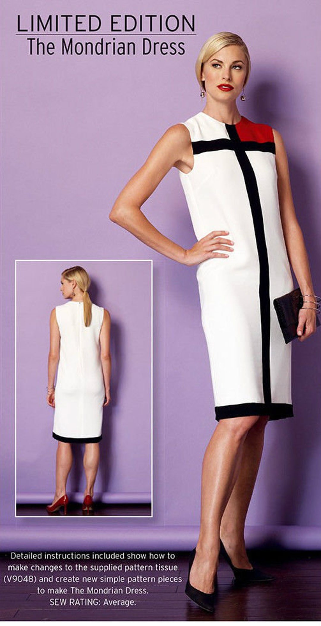 Patron De Couture Vogue Vintage 1966 - Robe Mondrian (tailles 38-46) - Neuf, Non Découpé