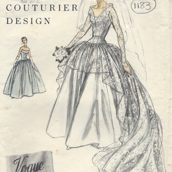 1955 Vintage VOGUE Sewing Pattern B34 Bridal DRESS or Evening DRESS (1183)  Vogue 849
