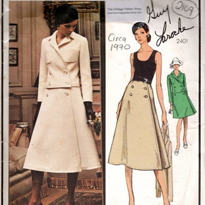1970 Vintage VOGUE Sewing Pattern DRESS & JACKET B34&quot; (2109) Guy Laroche Vogue 2401