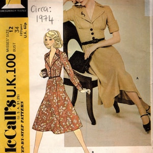 Vintage naaipatroon 1974 B34″ JURK (1930) van McCall&#39;s 100