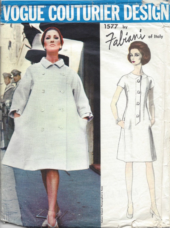 1965 Vintage VOGUE Sewing Pattern B34 DRESS & COAT (1318) by 