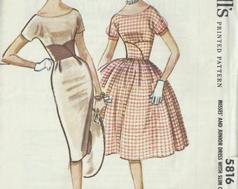 Patrón de costura vintage de 1961 B34 VESTIDO (1552) de McCall’s 5816