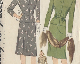 Vintage naaipatroon 1943, B32" JURK (75) Simplicity 4931