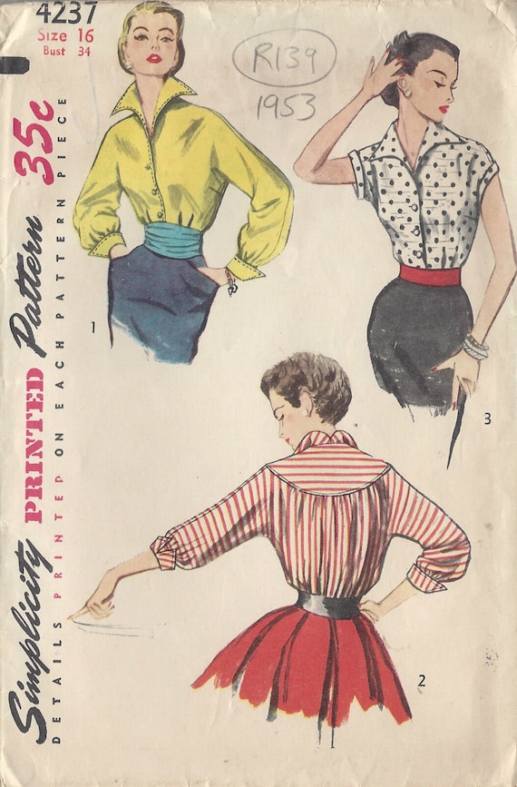 Ancien Patron De Couture 1953 – Robe Et Chemisier Femme, Vintage Français