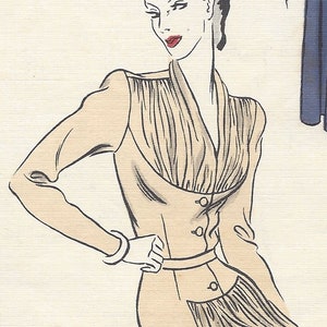 1943 WW2 Vintage VOGUE Sewing Pattern B30 DRESS (1129)  Vogue 309