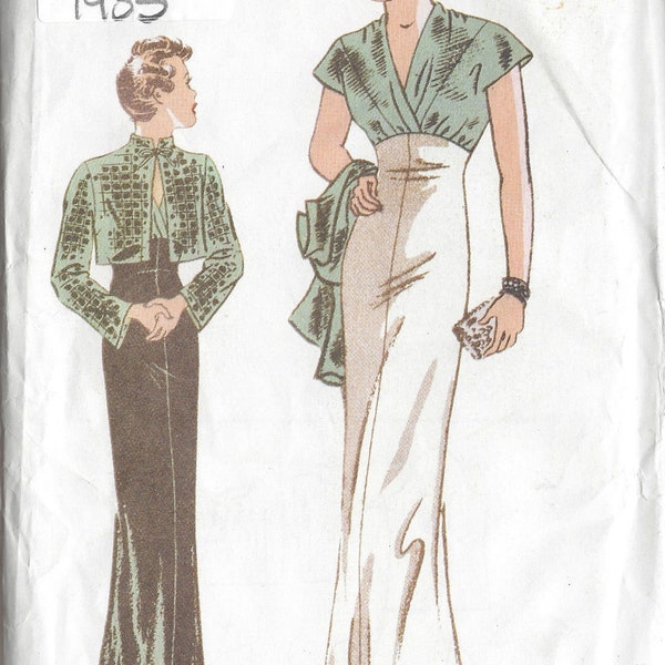 1935 Vintage Sewing Pattern DRESS & JACKET B40"-42"-44" (RR621)  Butterick 6410