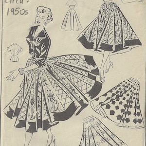 1950s Vintage Sewing Pattern B36″ – W30″ SUNTOP BLOUSE & CIRCULAR Skirt (1824R) By Style 432