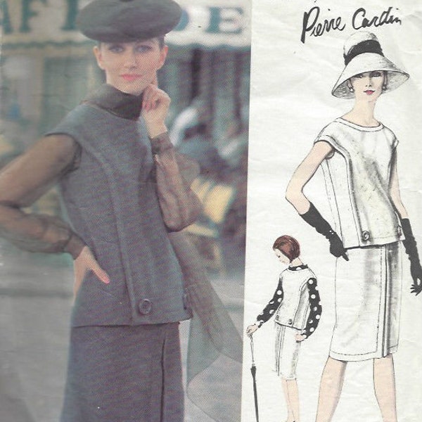 1964 Vintage VOGUE Sewing Pattern DRESS Blouse & SCARF B36 (1513R) Pierre Cardin Vogue 1342