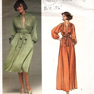 1976 Vintage VOGUE Sewing Pattern DRESS B34″ (1950) VOGUE 1417 By Renata