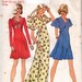 Patron De Couture Vintage Simplicity 6652 - Robe Style 1931 (années 1974) - B36
