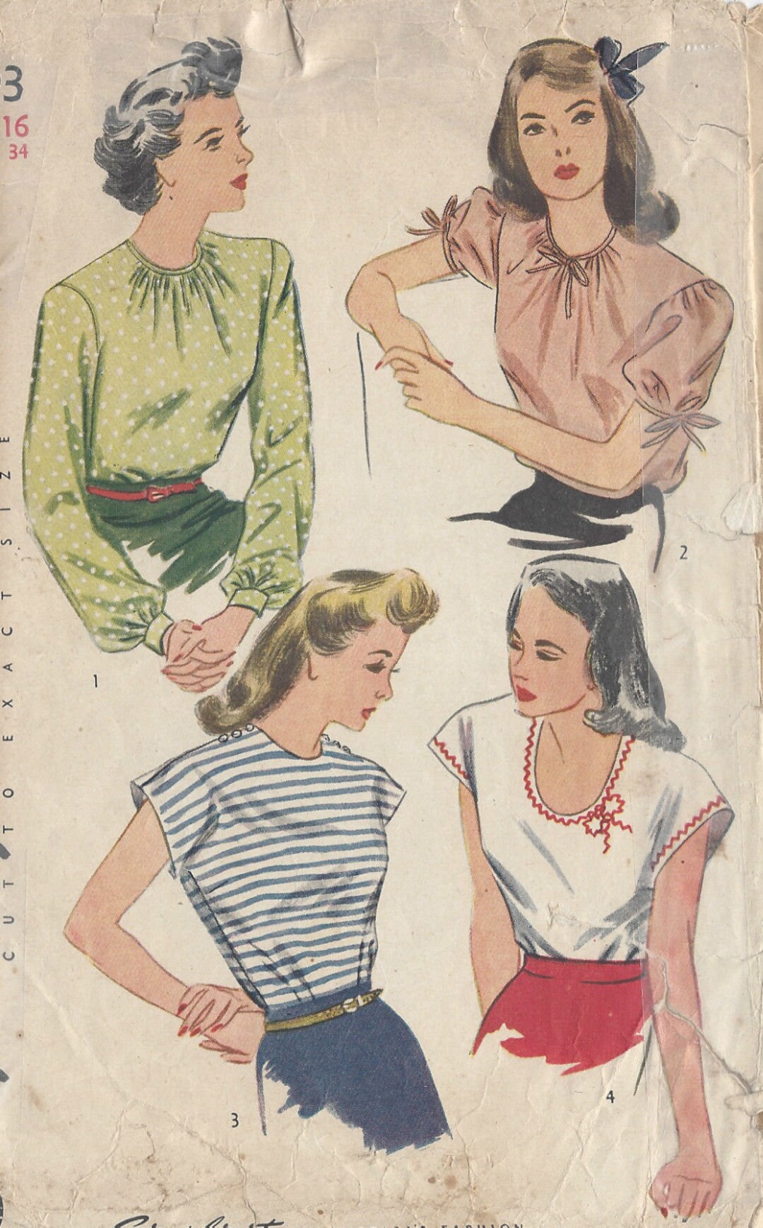 Robe Vintage 1944 WW2 - Patron Couture McCall B34, Modèle Années 40, Neuf, Origine USA