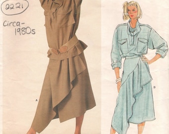1980s Vintage VOGUE Sewing Pattern (B34″) Top & Skirt (2221) By Issey Miyake VOGUE 1384