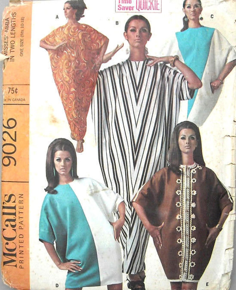 1967 Vintage Sewing Pattern B30-to-38ins CAFTAN 1328 By McCalls 9026 image 1