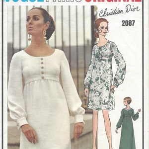 1969 Vintage VOGUE Sewing Pattern B36 DRESS (1041) By Christian Dior VOGUE 2087