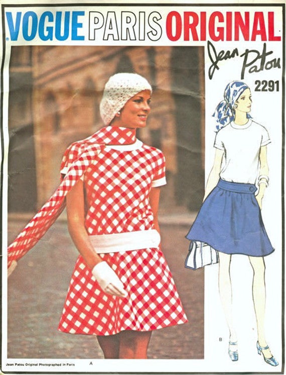 Robe Vintage Vogue By Jean Patou - Motif Couture Des Années 70 - Taille 36 - Neuf Sans Coupe