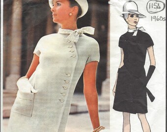 Patron De Couture Vintage Vogue 1969 – Robe B36 (1154) Par Molyneux – Taille 36 – Pièces Non Découpées – Neuf