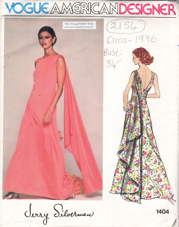 1976 Vintage VOGUE Sewing Pattern B34EVENING DRESS (2154