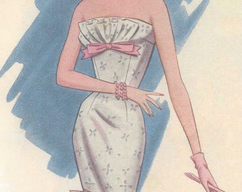 May include: A white dress with a pink bow at the waist and a ruffled skirt. The dress has a floral pattern and is worn by a woman with blonde hair.