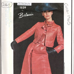 1965 Vintage VOGUE Sewing Pattern B36 SUIT - Jacket, Blouse, Skirt (2168) By Balmain Vogue 1529