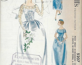 Vintage naaipatroon 1959 B34 Bruiden, BRUIDSMEISJESJURK & PETTICOAT (1459) McCalls 5207