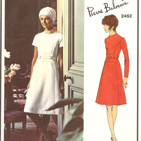 1970 Vintage VOGUE Sewing Pattern B38 Dress (1496) PIERRE BALMAIN Vogue 2452