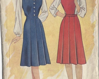 1940s Vintage Sewing Pattern B34 PINAFORE DRESS (50)  Economy Design 161