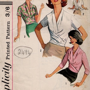 1963 Vintage Schnittmuster B34″ BLUSE (2474) Einfachheit 5018