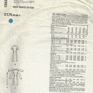 Patron De Robe Vintage Vogue 1857 - Pierre Balmain Années 1970, Taille B36 (Non Découpé)