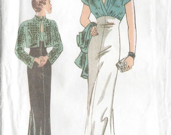 1935 Vintage Sewing Pattern DRESS & JACKET B34"-36"-38" (RR412) Butterick 6410
