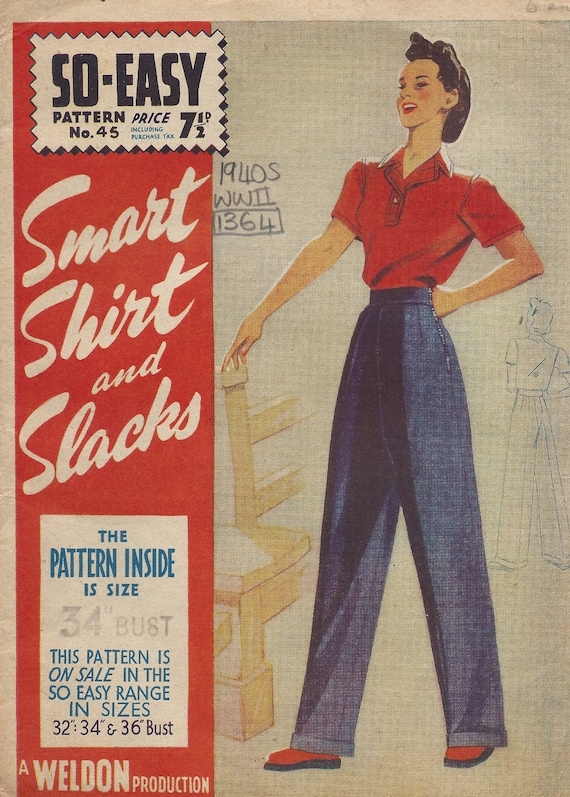 パンツ WWII Model11.5ozBlackDenimPants 1940s WW2 Vintage Sewing Pattern B34in Pants-trousers-slacks SHIRT