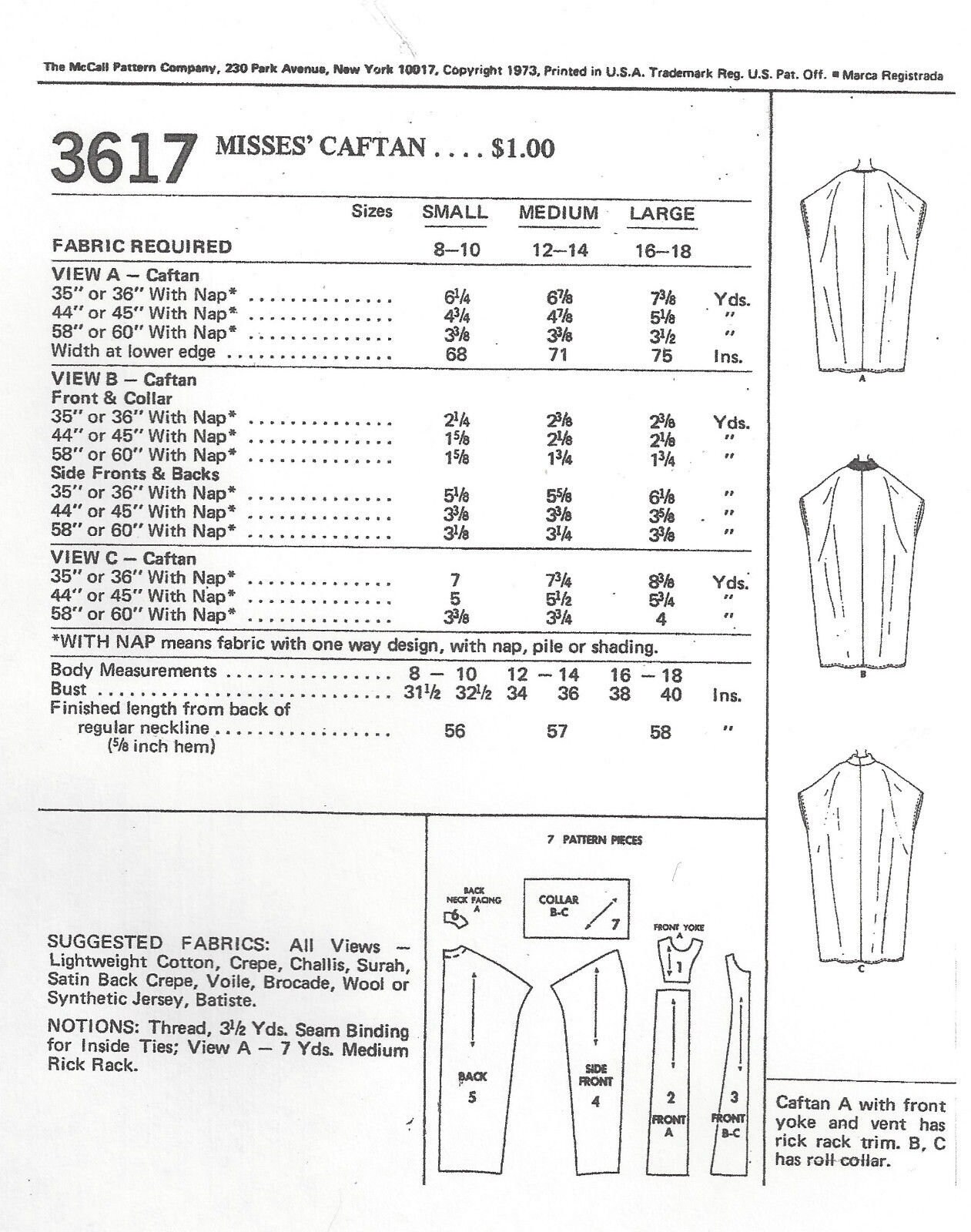 1973 Vintage Sewing Pattern B31 1/2 32 1/2 - Etsy