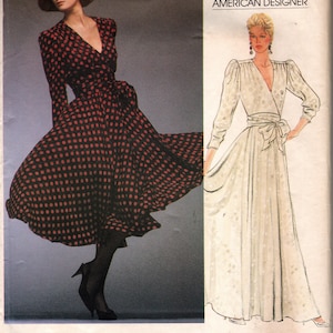 1984 Vintage VOGUE Patrón de costura B38″ VESTIDO (1945) Por Albert Nipon Vogue 1485