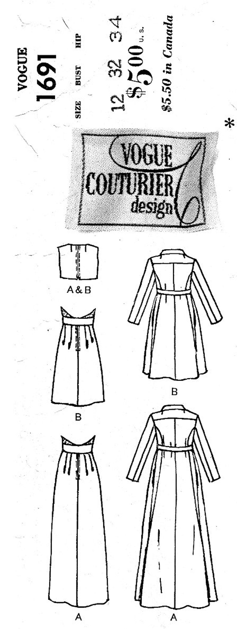 1967 Vintage VOGUE Sewing Pattern B32 Evening DRESS and COAT (1870R) by ...