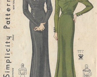 Patron De Couture Vintage Simplicity Années 1930 - Robe B34 (réf. R589), Pièces Non Découpées, Neuf