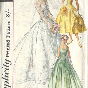 1957 Vintage Sewing Pattern B36 Bride Bridemaids EVENING DRESS & JACKET (1402)  Simplicity 2066