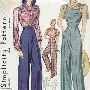 Cartamodello vintage 1940 B32-W26 BLUSA-PANTALONE-TUTA (1233) Semplicità 3322