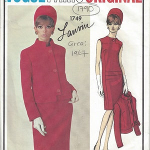 1967 Vintage VOGUE Sewing Pattern B34 DRress & Jacket (1790) Jeanne LANVIN-CASTILLO Vogue 1749