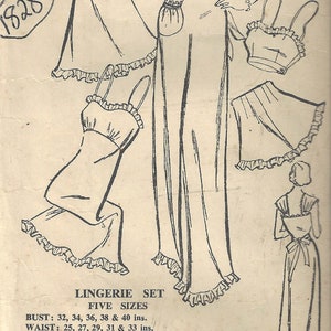 1950s Vintage Sewing Pattern B32″ CAMI-KNICKERS, SLIP, Nightdress & Brassier (1828) By Bestway C.816