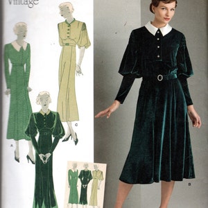 1930s Vintage Sewing Pattern B: 29.5 -30.5 - 31.5 - 32.5 - 34 inches DRESS (2087) Simplicity 8504