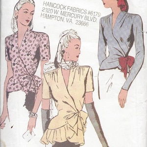 1944 Vintage Sewing Pattern B34-36-38in WRAP-AROUND BLOUSE (R813) By Butterick 6700