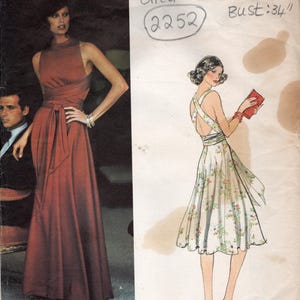 1975 VOGUE Vintage Sewing Pattern DRESS Bust 34” (87cm) (2252) By Jerry Silverman 1228