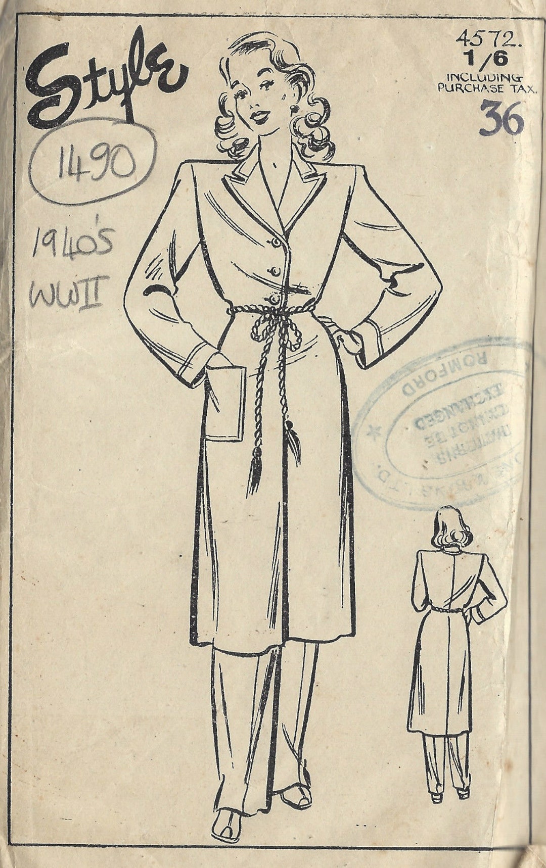 Patron De Couture Vintage Années 1940 - Robe Weldons B36 - Neuf, Pièces Non Découpées