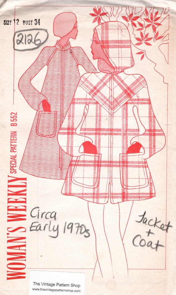 1970s Vintage Sewing Pattern Jacket & Coat Bust 34 - Etsy UK