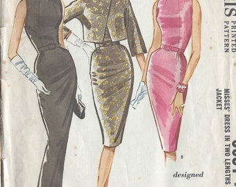 Patrón de costura vintage de 1961, vestido y chaqueta de 34" (RR710), McCall's 6031