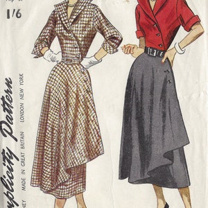 1949 Vintage Sewing Pattern B34 DRESS (1240)    Simplicity 2974