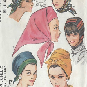 1965 Vintage Schnittmuster HÜTE-SMALL & LARGE (R549) McCall&#39;s 8009